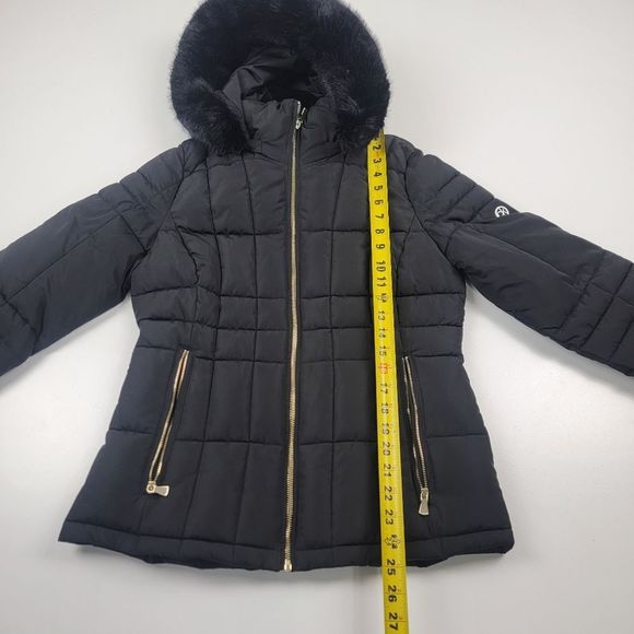 CK Hooded Puffer Jacket Full Zip Faux Fur Size Small - Picture 3 of 9